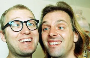 Comedians Adrian Edmondson and Rik Mayall, actors who star in the television series " Comedians Adrian Edmondson and Rik Mayall, actors who star in the television series "