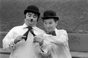 Comedy/Humour: Comedian Little and Large. Laurel and Hardy. February 1975 75-01036-004 Comedy/Humour: Comedian Little and Large. Laurel and Hardy. February 1975 75-01036-004