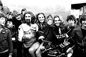 Images Dated 18th October 1980: Comic Billy Connolly meets fans at the Kawasaki Motor Cycle Store on Westgate Road