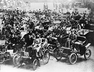Competitors in the Automobile Club 1000 miles trial seen here at Olympia circa 1904 Competitors in the Automobile Club 1000 miles trial seen here at Olympia circa 1904