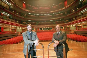 In the Concert hall at the International Convention centre are the acousticians Nicholas In the Concert hall at the International Convention centre are the acousticians Nicholas
