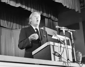 Conservative party leader Edward Heath speaking at an election meeting at South Croydon Conservative party leader Edward Heath speaking at an election meeting at South Croydon