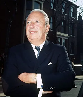 Conservative Prime Minister Edward Heath standing with arms folded outside 10 Downing Conservative Prime Minister Edward Heath standing with arms folded outside 10 Downing
