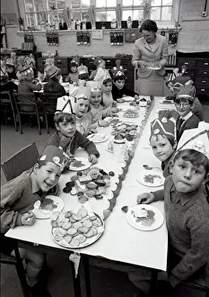 Coton End Infants enjoy their school Christmas party , Warwick. 15th December 1970 Coton End Infants enjoy their school Christmas party , Warwick. 15th December 1970