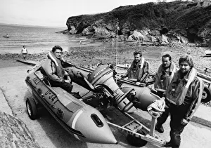 Crew of the 16 foot inflatable Little and Broad Haven lifeboat at Little Haven Crew of the 16 foot inflatable Little and Broad Haven lifeboat at Little Haven