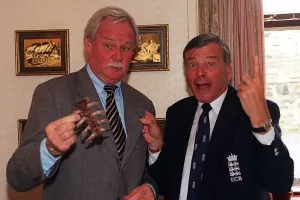 Cricket tetst umire Harold Dickie Bird and Ted Macauley after eating a Barnsley chop at Cricket tetst umire Harold Dickie Bird and Ted Macauley after eating a Barnsley chop at