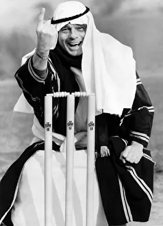 Cricket umpire Dickie Bird gets ready for his trip to Dubai. February 1983 Cricket umpire Dickie Bird gets ready for his trip to Dubai. February 1983