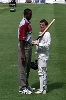 Cricket World Cup England 1999 Mirror man Mike Bowen faces West Indian fast bowler Cricket World Cup England 1999 Mirror man Mike Bowen faces West Indian fast bowler