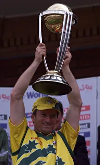 Cricket World Cup Final 1999 Steve Waugh the Australian winning captain Lifts Trophy for Cricket World Cup Final 1999 Steve Waugh the Australian winning captain Lifts Trophy for