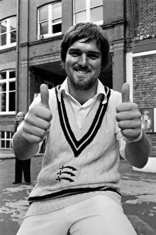 Cricketer Mike Gatting gives thumbs up. June 1980 Cricketer Mike Gatting gives thumbs up. June 1980
