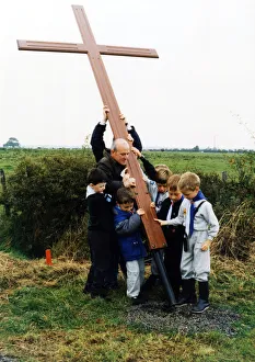 A cross is raised on the site of the new church of St Francis of Assisi at Ingleby A cross is raised on the site of the new church of St Francis of Assisi at Ingleby