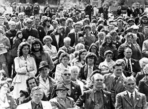 Part of the crowd listening to the speakers at Bedlington Miners Picnic in 1974 Part of the crowd listening to the speakers at Bedlington Miners Picnic in 1974