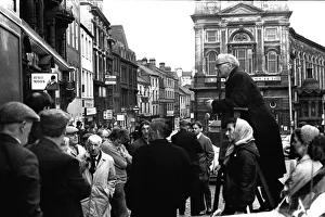 A crowd of people listen to a public speaker in Newcastle's Bigg Market 13 July 1970 A crowd of people listen to a public speaker in Newcastle's Bigg Market 13 July 1970