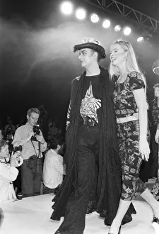 Culture Club singer Boy George modelling clothes on the catwalk at the Bodymap Fashion Culture Club singer Boy George modelling clothes on the catwalk at the Bodymap Fashion