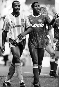 Cyrille Regis and John Barnes. 5th May 1990 Cyrille Regis and John Barnes. 5th May 1990