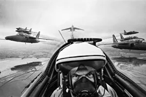 Aerobatics Collection: Daily Herald photographer Ron Burton in the cockpit of a Folland Gnat aircraft of the RAF