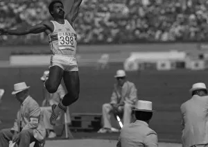 Daley Thompson during the Long Jump Event - 1984 Olympics, LA Daley Thompson during the Long Jump Event - 1984 Olympics, LA