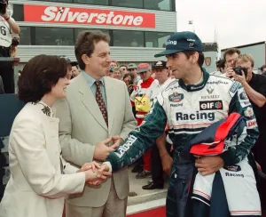 Damon Hill meets Tony Blair and his wife at the British Grand Prix at Silverstone Damon Hill meets Tony Blair and his wife at the British Grand Prix at Silverstone