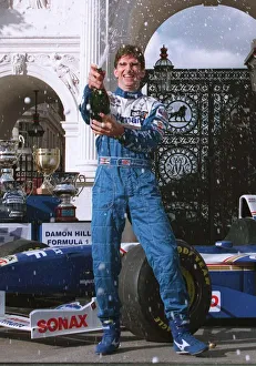 Damon Hill Motor Racing Formula One Grand Prix celebrates at Marble Arch London with Damon Hill Motor Racing Formula One Grand Prix celebrates at Marble Arch London with