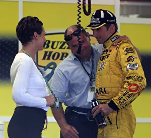 Damon Hill and wife Georgie July 1999 at the end of the 1999 British Grand Prix Damon Hill and wife Georgie July 1999 at the end of the 1999 British Grand Prix