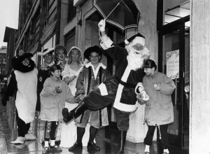 A damp start for Father Christmas as he arrives at Lewis's store in Liverpool A damp start for Father Christmas as he arrives at Lewis's store in Liverpool