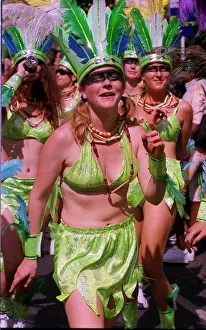 Dancers in the streets of Notting Hill for the carnival August 1999 Dancers in the streets of Notting Hill for the carnival August 1999