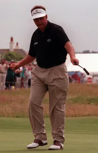 Darren Clarke at the Open Golf Championship Troon July 1997 Celebrating his birdie at Darren Clarke at the Open Golf Championship Troon July 1997 Celebrating his birdie at