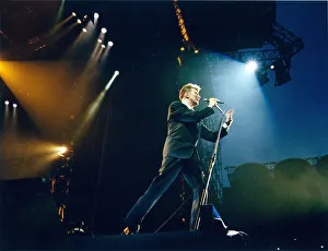 David Bowie performs at Maine Road, Manchester City Football Club Stadium, Manchester David Bowie performs at Maine Road, Manchester City Football Club Stadium, Manchester