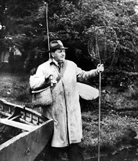 David Emrys James, Welsh Bard, fishing. Circa December 1944 David Emrys James, Welsh Bard, fishing. Circa December 1944