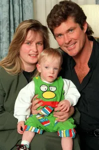 David Hasselhoff Actor with wife and child Pamela Bach and Linford James Brett David Hasselhoff Actor with wife and child Pamela Bach and Linford James Brett