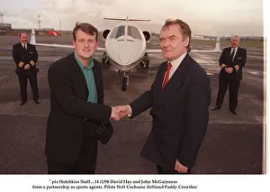 David Hay January 1998 shakes hands with Lottery millionaire John McGuinness with a jet David Hay January 1998 shakes hands with Lottery millionaire John McGuinness with a jet
