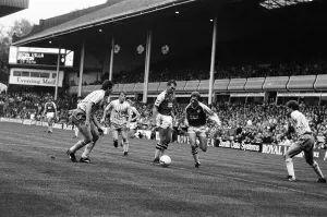 David Platt scores Villa's fourth goal. Divison One match Aston Villa 6 -2 Everton David Platt scores Villa's fourth goal. Divison One match Aston Villa 6 -2 Everton