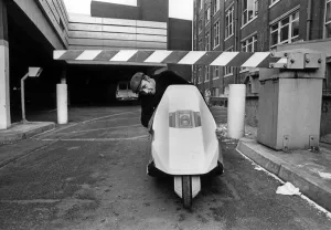 David out and about on his Sinclair C5 in Cardiff. If you are really sneaky you could David out and about on his Sinclair C5 in Cardiff. If you are really sneaky you could