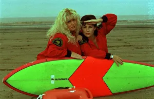 Dawn French and Jennifer Saunders on Baywatch set in Somerset filming for new television Dawn French and Jennifer Saunders on Baywatch set in Somerset filming for new television