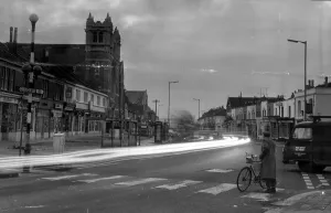 A delayed action photo taken on Gloucester Road, Bristol during the blackouts caused by A delayed action photo taken on Gloucester Road, Bristol during the blackouts caused by