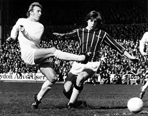 Denis Law shoots at goal for Manchester United in their league match against Crystal Denis Law shoots at goal for Manchester United in their league match against Crystal