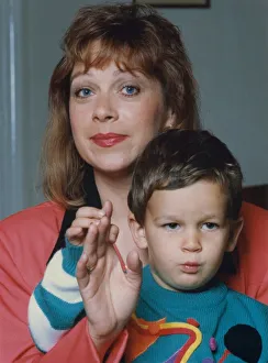 Denise Welch pictured at home with her son Matthew 1 August 1993 circa Denise Welch pictured at home with her son Matthew 1 August 1993 circa