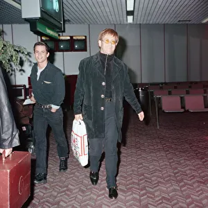 Departure of pop star Elton John from London Heathrow Airport to Mexico to start his Departure of pop star Elton John from London Heathrow Airport to Mexico to start his