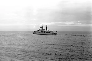 The destroyer HMS Glasgow puts to sea from the River Tyne on her way to Portsmouth to be The destroyer HMS Glasgow puts to sea from the River Tyne on her way to Portsmouth to be