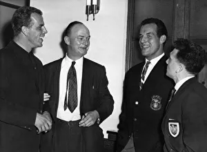 Dewi Lewis, (2nd left) Western Mail Journalist, speaking with Welsh trio (from left Dewi Lewis, (2nd left) Western Mail Journalist, speaking with Welsh trio (from left