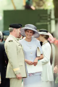 Diana, Princess of Wales attends the unveiling of the Canadian War Memorial in Green Park Diana, Princess of Wales attends the unveiling of the Canadian War Memorial in Green Park