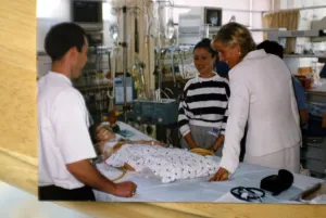 Diana, Princess of Wales pays a visit to two year old Marie Jan Murray at Great Ormond Diana, Princess of Wales pays a visit to two year old Marie Jan Murray at Great Ormond