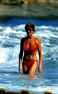 Diana, Princess of Wales in the water at Indian Castle Beach during her Nevis Diana, Princess of Wales in the water at Indian Castle Beach during her Nevis