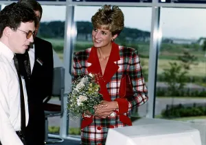 Diana, Princess of Wales wears a a Catherine Walker tartan coat dress Diana, Princess of Wales wears a a Catherine Walker tartan coat dress