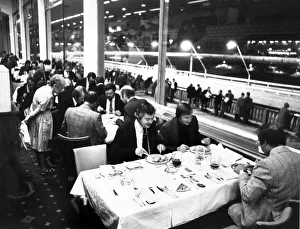 Diners enjoying their meal at Belle Vue Greyhound stadium while punters line trails Diners enjoying their meal at Belle Vue Greyhound stadium while punters line trails