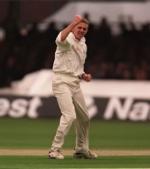 Dominic Cork of England celebrates wicket June 1998 During the England v South Dominic Cork of England celebrates wicket June 1998 During the England v South