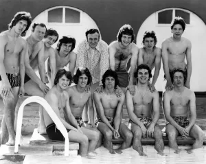 Don Revie England football manager seen here with the national team beside the pool Don Revie England football manager seen here with the national team beside the pool