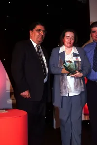 Donna Marie McGillion receives award May 1999 from John Hume at the Mirror Pride of Donna Marie McGillion receives award May 1999 from John Hume at the Mirror Pride of