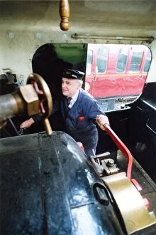 Images Dated 22nd June 1991: Driver John Maughan at the controls of one of the locomotives at the Stephenson Railway