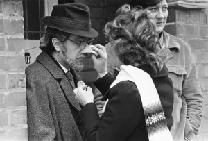 Dudley Moore as the character of Dr Clive Elwood, filming a BBC comedy feature called Dudley Moore as the character of Dr Clive Elwood, filming a BBC comedy feature called